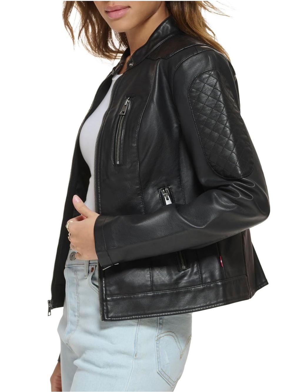 Levi’s Women Black Faux Leather Motocross Motorcycle Racer Jacket